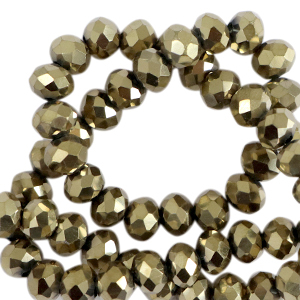 Abalorios faceteados disco 4x3mm Dorado viejo met&aacute;lico-revestimiento pearl shine