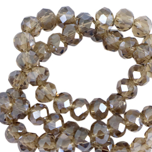 Abalorios faceteados disco 4x3mm Topacio claro-revestimiento pearl shine