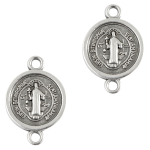 Colgantes met&aacute;licos DQ entrepieza religiosa 14mm Plata vieja (sin n&iacute;quel)