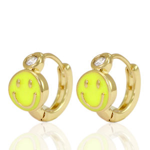 Metal TQ lat&oacute;n pendiente criolla smiley Amarillo cristal-dorado