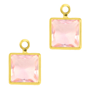 Colgantes de cristal cuadrado Rosa-dorado