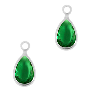Colgantes de cristal gota Verde cl&aacute;sico-plateado