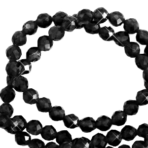 Piedras naturales abalorios faceteados 3mm Negro azabache-revestimiento pearl shine