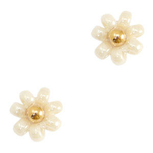 Abalorios Miyuki flor 8mm Crema beige-dorado