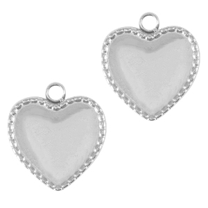 Colgantes Acero Inox coraz&oacute;n Plateado