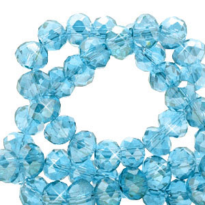 Abalorios faceteados disco 8x6 mm Azul laguna-revestimiento pearl shine