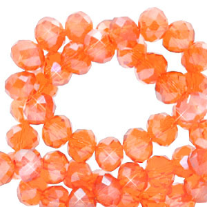 Abalorios faceteados disco 4x3mm Naranja c&aacute;lida confortante-revestimiento pearl shine