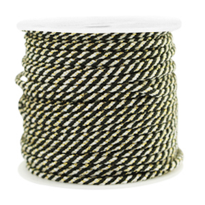 Hilo macram&eacute; espiral 1.5mm Dorado-negro blanco