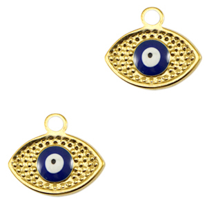 Colgantes Acero Inox ojo providencia esmalte Dorado-azul