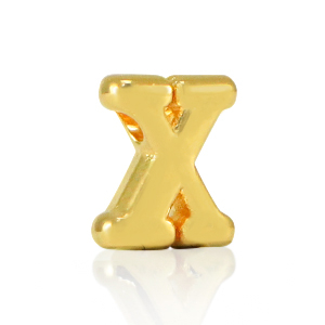 Abalorios letras met&aacute;licos DQ X Dorado (sin n&iacute;quel)