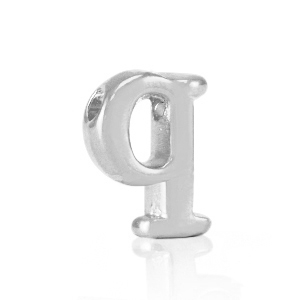 Abalorios letras met&aacute;licos DQ Q Plata vieja (sin n&iacute;quel)