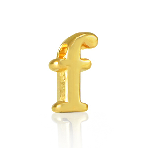 Abalorios letras met&aacute;licos DQ F Dorado (sin n&iacute;quel)