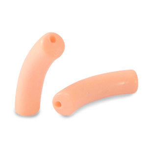 Abalorios acr&iacute;licos tubo Rosa salm&oacute;n