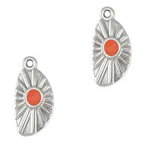 Colgantes met&aacute;licos DQ irregular Plata vieja-rojo coral (sin n&iacute;quel)