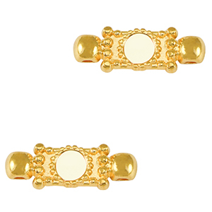 Colgantes met&aacute;licos DQ entrepieza Dorado-blanco marfil (sin n&iacute;quel)