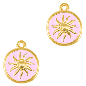 Colgantes met&aacute;licos DQ sol Dorado-lila rosa (sin n&iacute;quel)