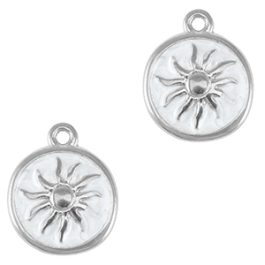 Colgantes met&aacute;licos DQ sol Plata vieja-blanco nacar (sin n&iacute;quel)