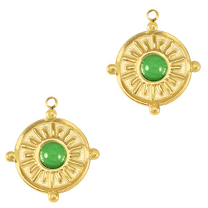 Colgantes Acero Inox con piedra natural Dorado-verde fresco