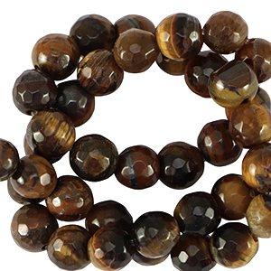 Piedras naturales Ojo de tigre 6mm faceteados Marr&oacute;n dorado
