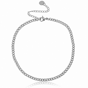 Pulseras tobillera Acero Inox eslab&oacute;n Plateado
