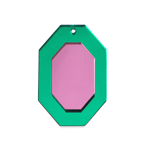 Colgantes llamativos oct&oacute;gono Verde met&aacute;lico-rosa