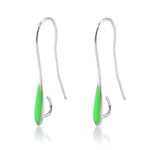 Fornituras met&aacute;licas DQ pendiente / gancho Plata vieja-verde n&eacute;on (sin n&iacute;quel)