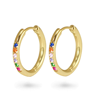 Pendientes Acero Inox criolla zirc&oacute;n 15mm Dorado