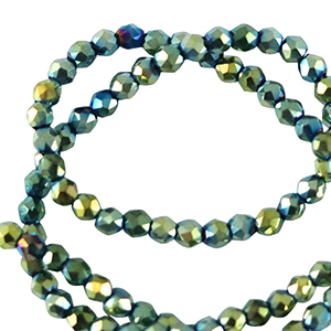 Abalorios faceteados redondos 2mm Multicolor verde-cubierta AB