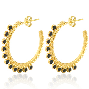 Pendientes Acero Inox criolla 30mm Dorado-negro