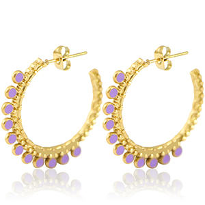 Pendientes Acero Inox criolla 30mm Dorado-p&uacute;rpura