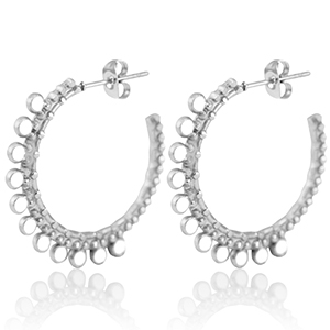 Pendientes Acero Inox criolla 30mm Plateado-blanco