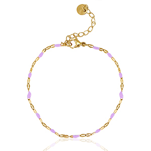 Pulseras Acero inox Lila-dorado