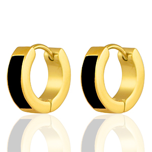Pendientes Acero Inox Negro-dorado