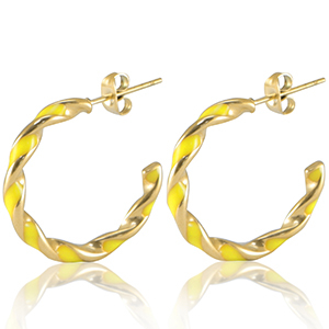 Pendientes Acero Inox Rosa ne&oacute;n-dorado