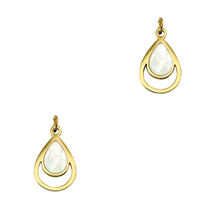 Colgantes Acero Inox concha gota Dorado-blanco (color natural)