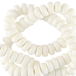 Abalorios de pol&iacute;meros rondeles 7mm Blanco