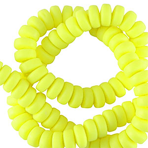 Abalorios de pol&iacute;meros rondeles 7mm Amarillo ne&oacute;n