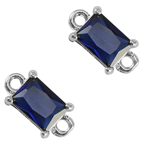 Entrepieza de cristal rect&aacute;ngulo Azul royal-plateado