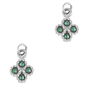 Colgantes Acero Inox flor Plateado-azul