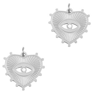 Colgantes Acero Inox ojo providencia coraz&oacute;n Plateado