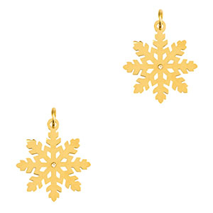 Colgantes Acero Inox copo de nieve Dorado