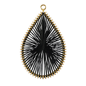 Colgantes tejidos con hilo macram&eacute; gota Dorado-negro