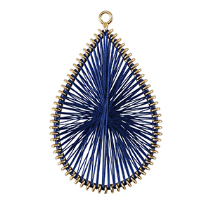 Colgantes tejidos con hilo macram&eacute; gota Azul oscuro