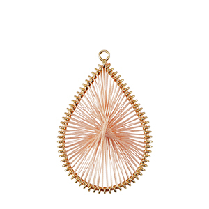 Colgantes tejidos con hilo macram&eacute; gota Dorado-rosa
