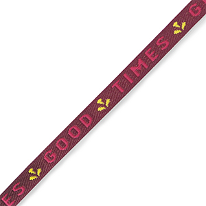 Cinta con texto "good times" P&uacute;rpura-rosa