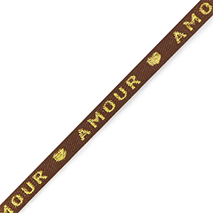 Cinta con texto "amour" Marr&oacute;n-oro