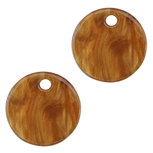 Colgantes de resina 12mm Naranja cosechar-marr&oacute;n