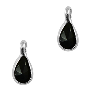 Colgantes de cristal gota Negro-plateado