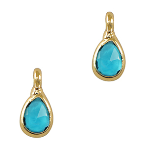 Colgantes de cristal gota Azul-dorado