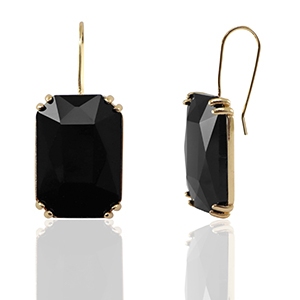 Pendientes de Cristal rect&aacute;ngulo Negro-dorado